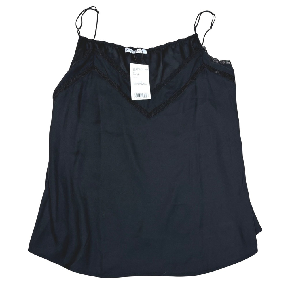 Violeta by MNG Black Lace Trim Camisole Tank Top Women's XXL
